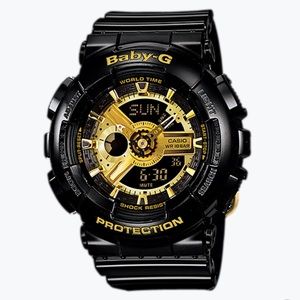 G-Shock Baby-G Black and Gold Resin Sport Watch